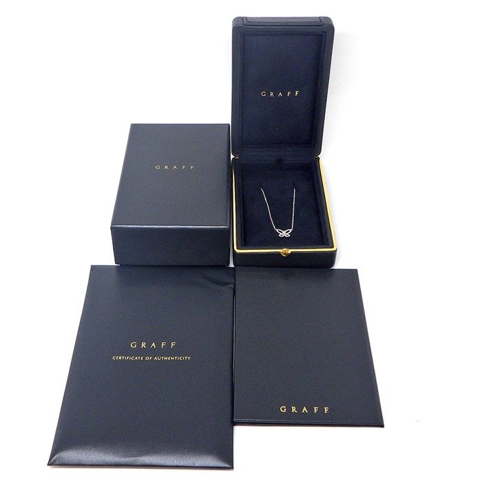 Graff Mini Butterfly Silhouette Necklace in K18WG with Diamonds