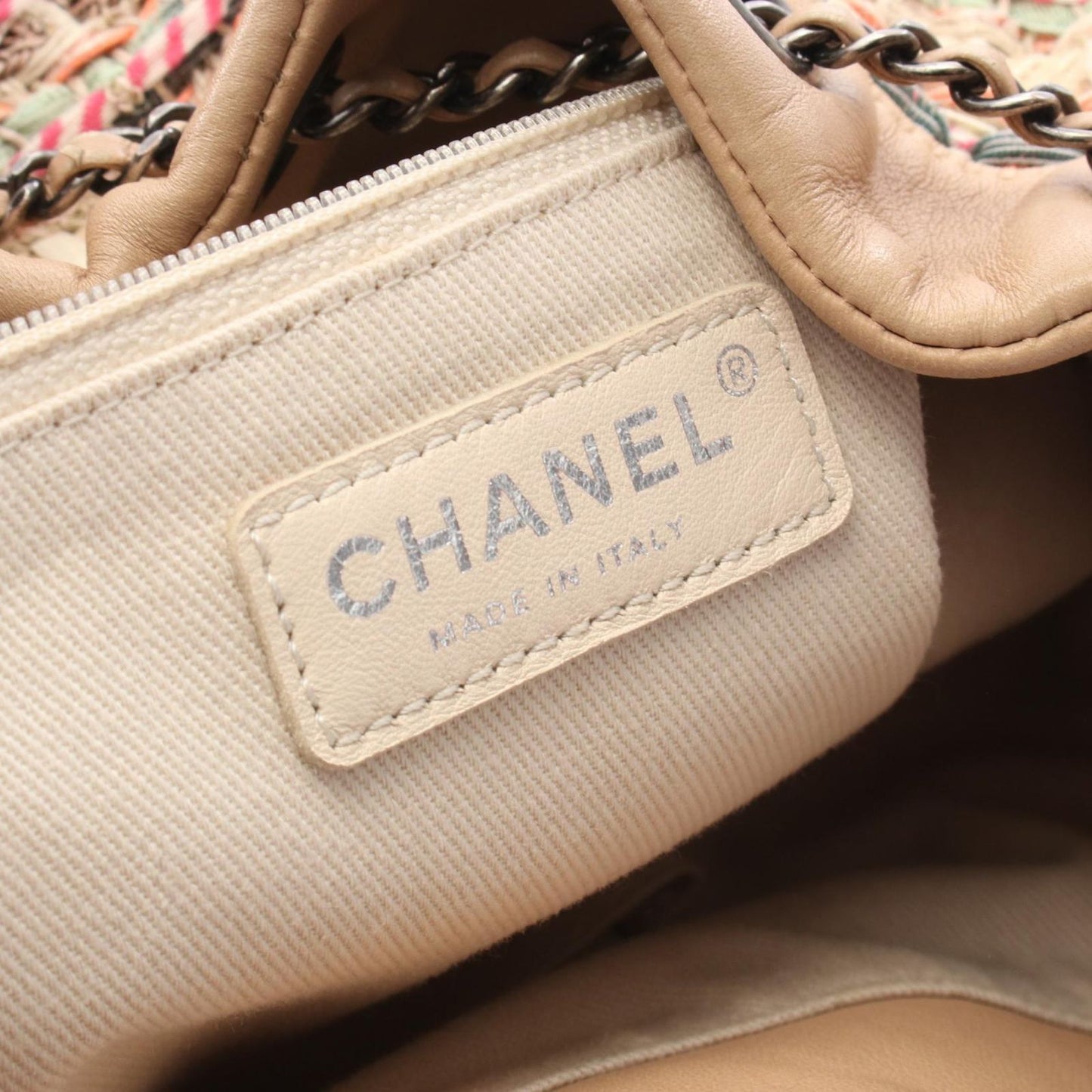 CHANEL Matelassé Coco Mark Backpack in Beige Lambskin