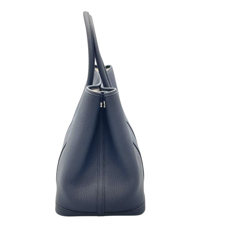 HERMES Garden Party PM Handbag in Blue Nuit with Silver Hardware