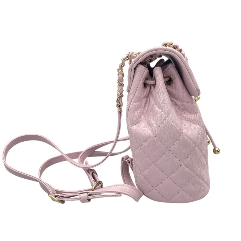 CHANEL A91121 Purple Caviar Leather Backpack with Gold Hardware