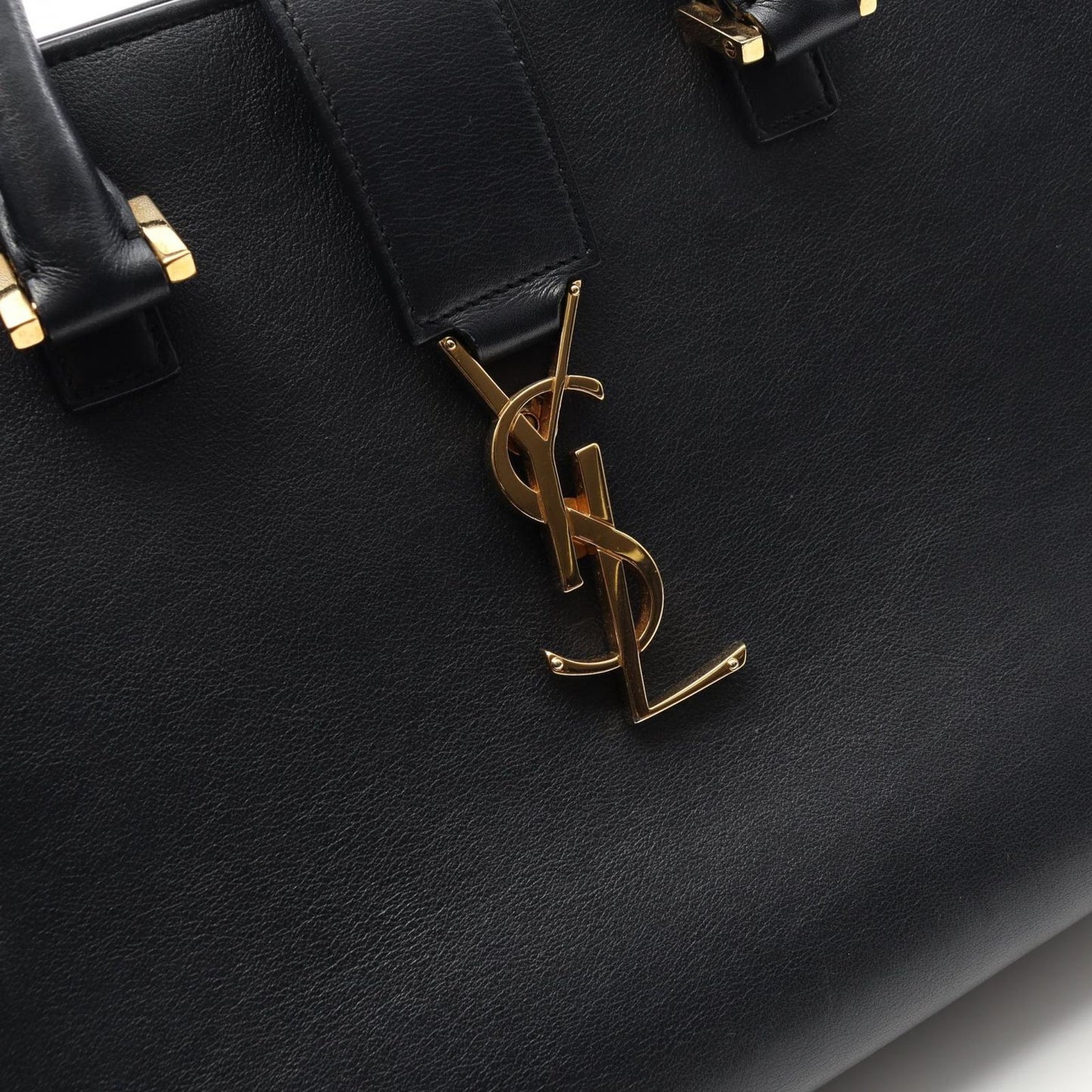 SAINT LAURENT Monogram Cabas Handbag in Navy Leather