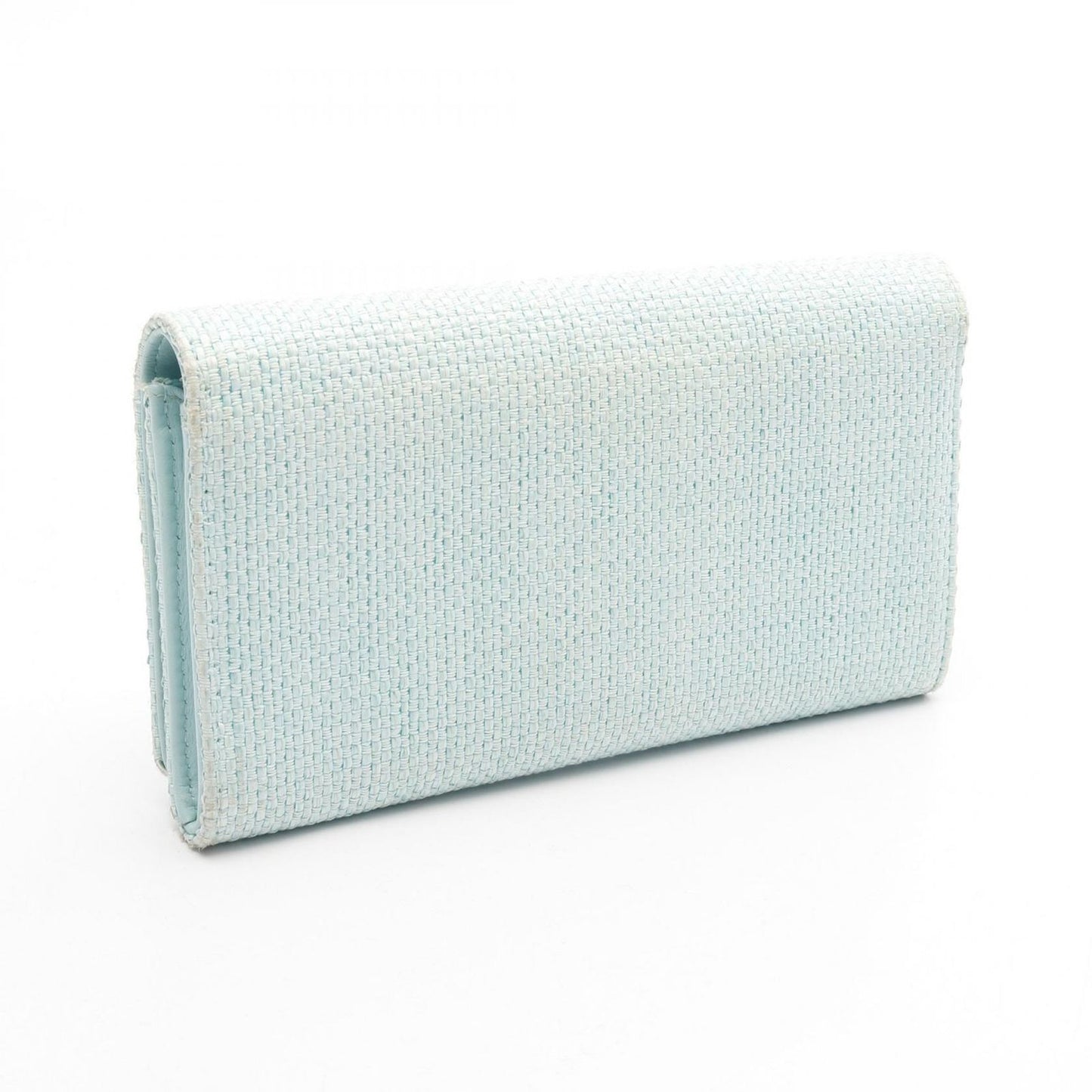 CHANEL Deauville Two-Fold Long Wallet in Light Blue Leather