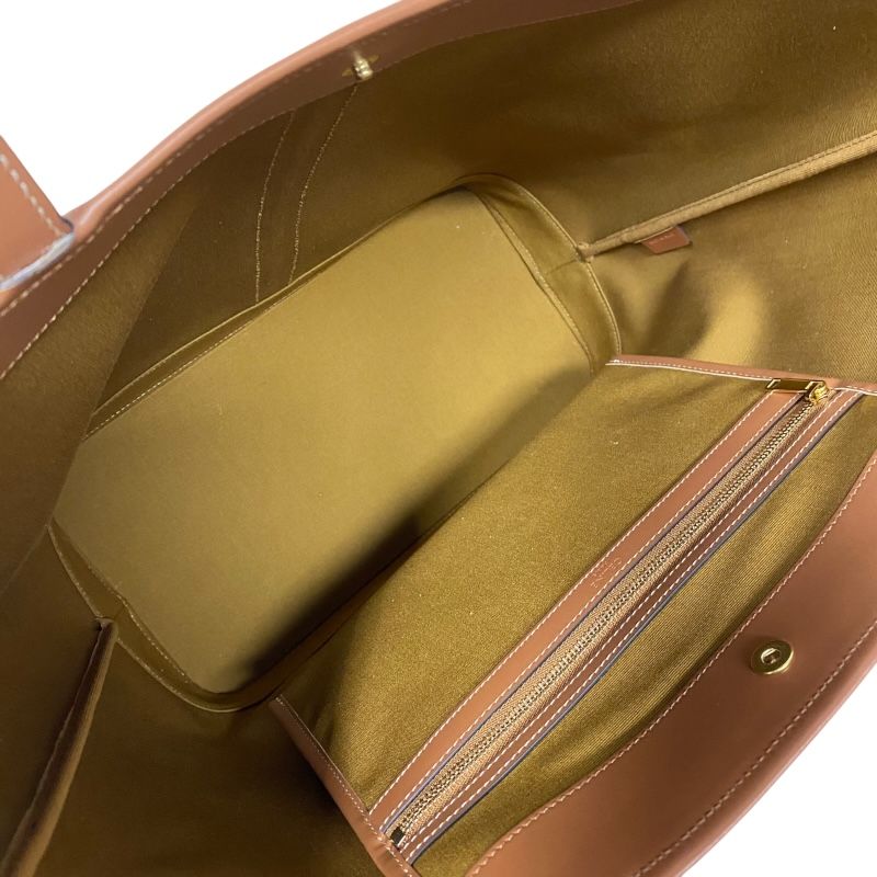 CELINE Medium Cabas 115072 Tan Triomphe Canvas Tote Bag