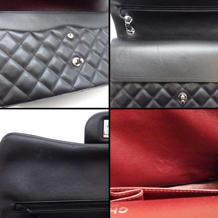 CHANEL Classic Large Shoulder Bag in Black & Bordeaux Lambskin