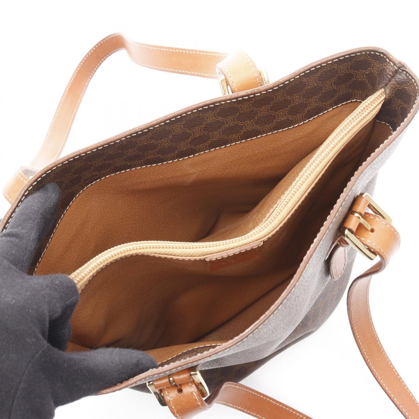 CELINE Macadam Tote Bag in Dark Brown PVC Coated Canvas