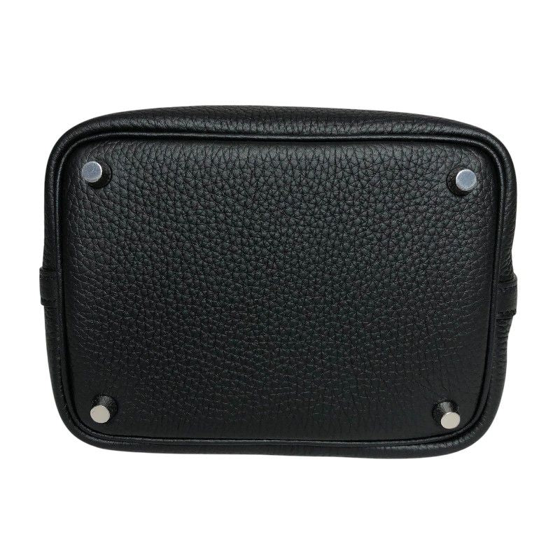 HERMES Picotin Lock PM Black Togo Leather Handbag with Silver Hardware