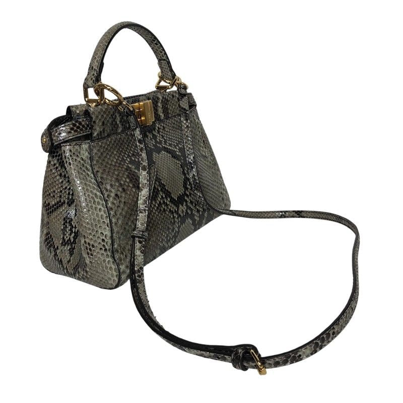 Fendi Peekaboo Mini Handbag in Gray Python with Gold Hardware