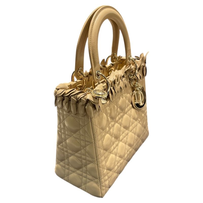 Christian Dior Lady Dior Medium Handbag in Beige Lambskin