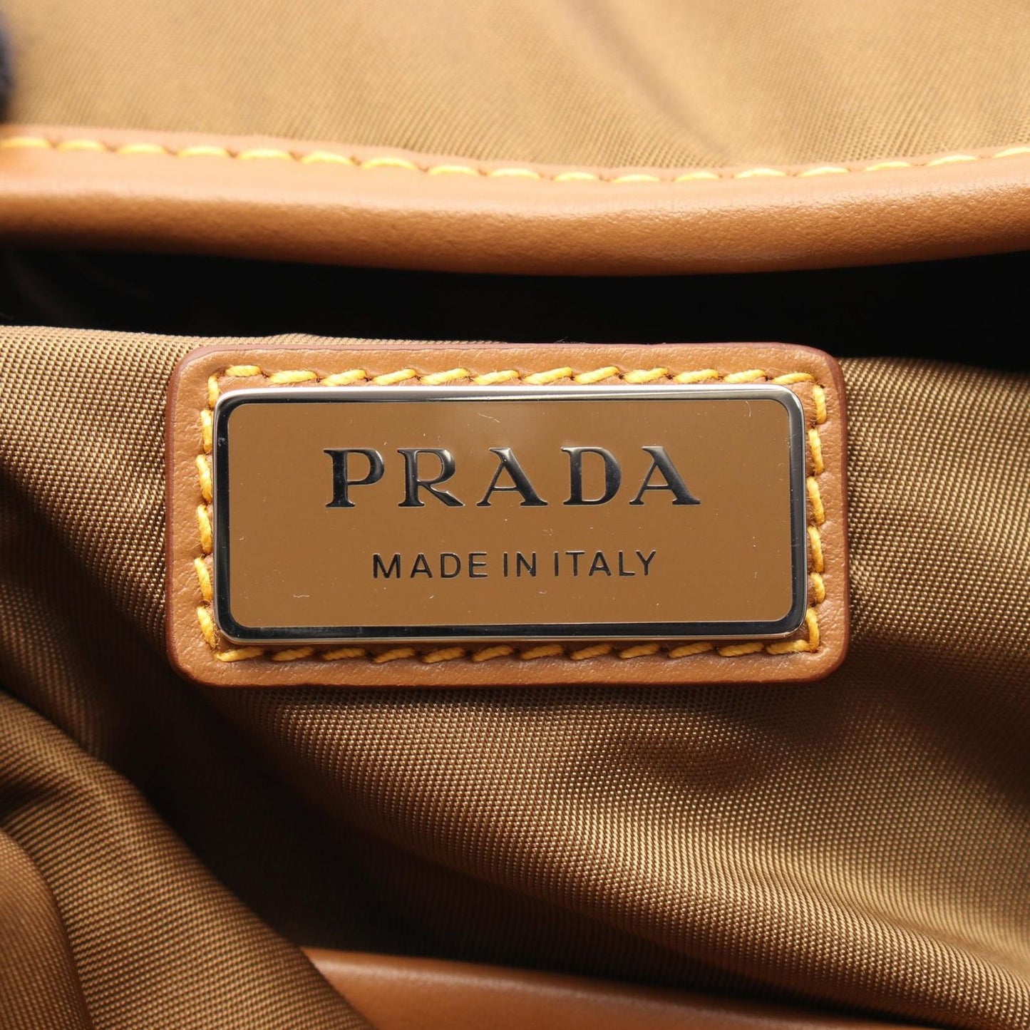 PRADA TESSUTO+VITELLO Brown Nylon Leather Backpack - New