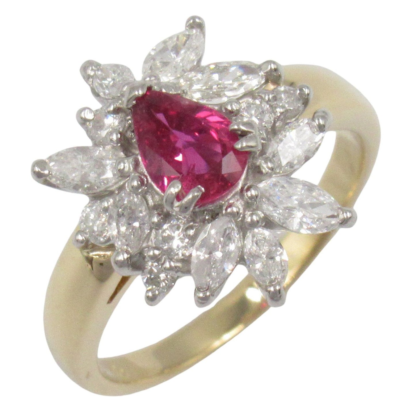 Exquisite Pink Sapphire & Diamond Ring in K18 Gold & Platinum
