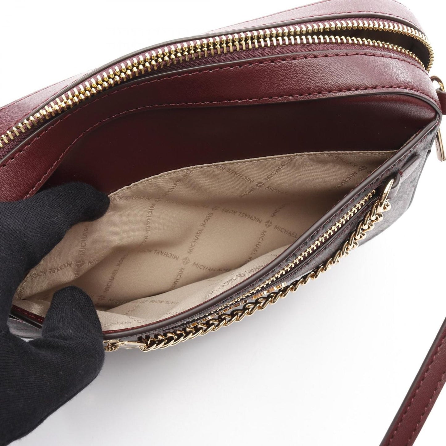 Michael Kors Jet Set Large Crossbody Bag in Bordeaux Leather