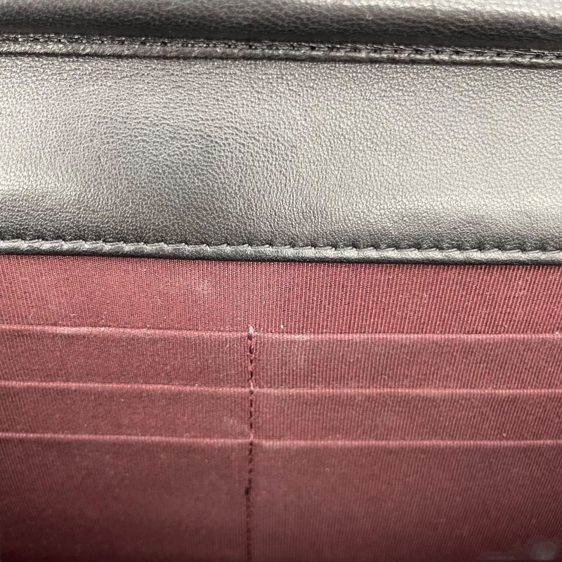 CHANEL Matelassé Chain Wallet A33814 - Black Lambskin with Gold Hardware