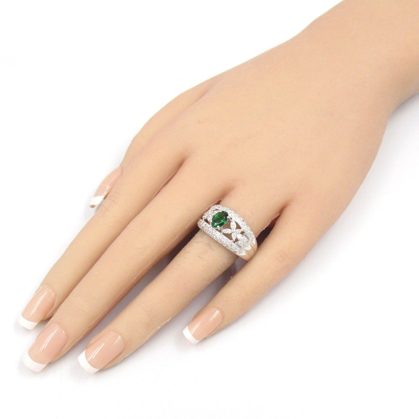 Exquisite Garnet and Diamond Ring in 18K White Gold