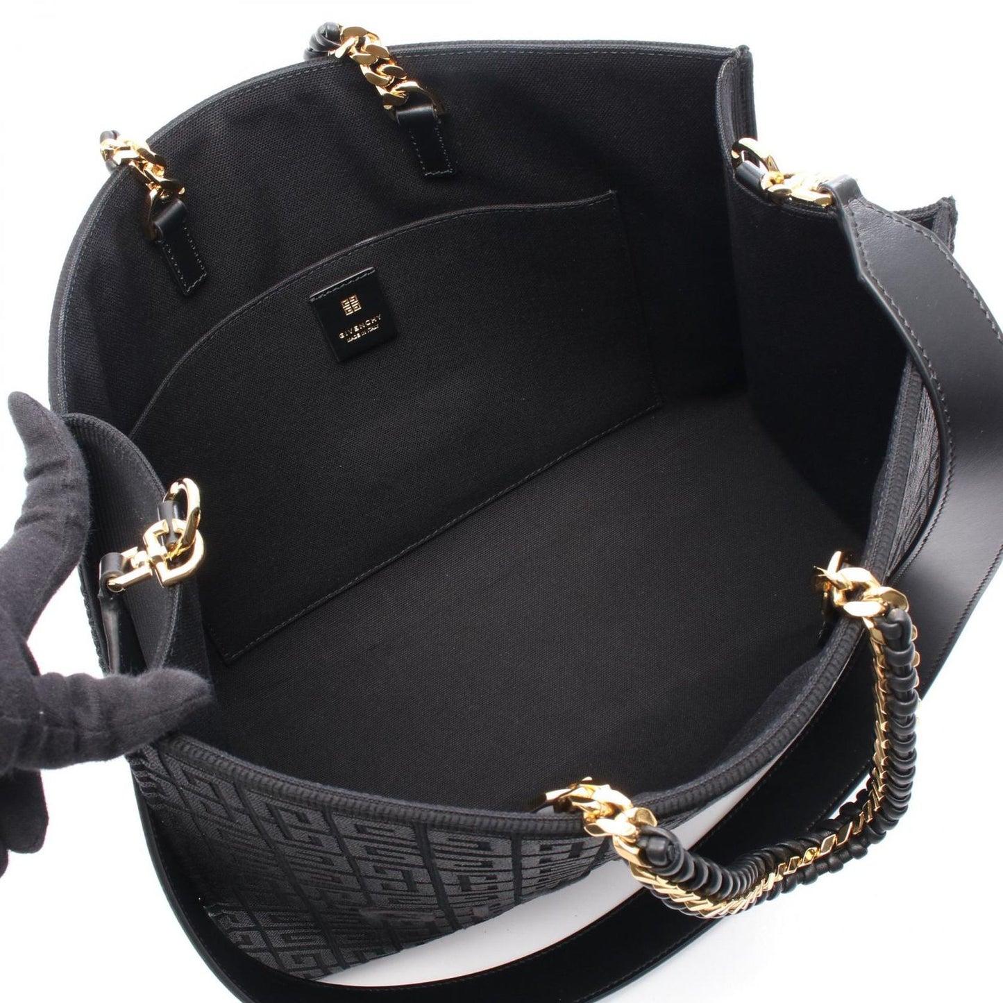 GIVENCHY Medium G Tote Bag in Black Canvas & Leather