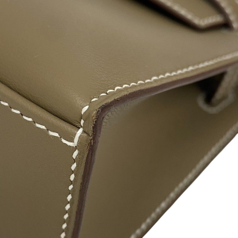 HERMES Kelly Pochette W刻 in Etoupe with Silver Hardware - Pristine Condition