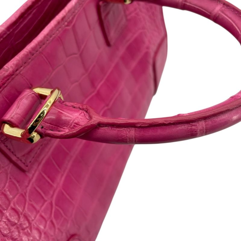 LOEWE Amazona 28 Pink Crocodile Leather Shoulder Bag