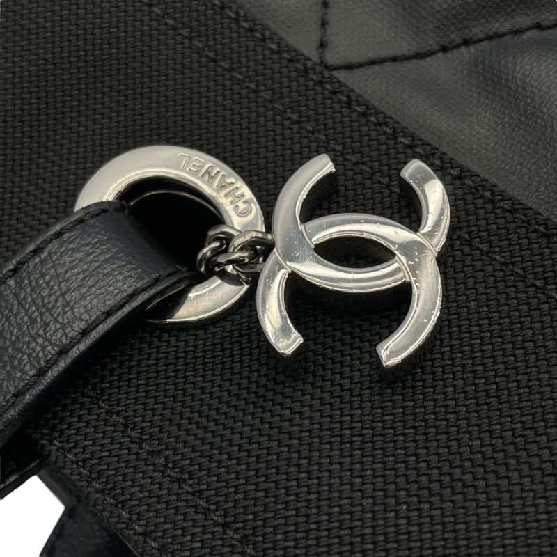 CHANEL Paris Biarritz Tote MM A34209 - Black with Silver Hardware