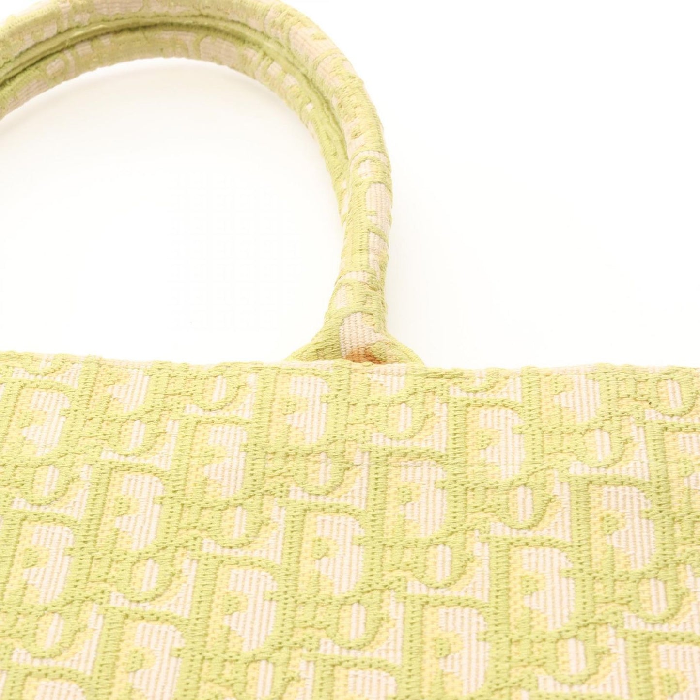 Dior Book Tote Large in Yellow-Green Canvas - Timeless Elegance