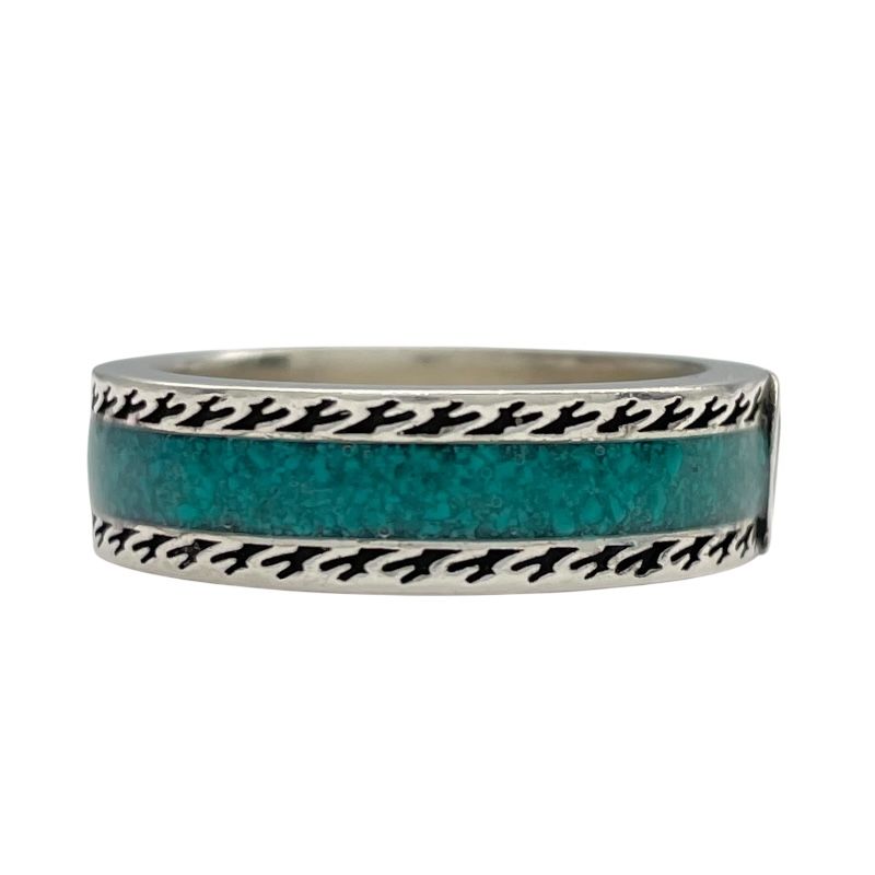 GUCCI Interlocking G Ring in Silver with Turquoise Enamel