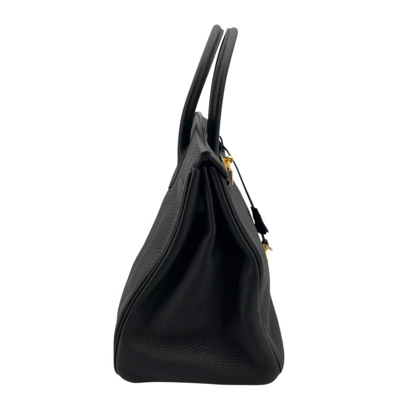 HERMES Birkin 35 Black Fjord Leather Handbag with Gold Hardware