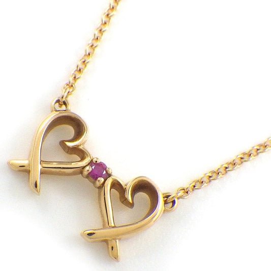 Tiffany & Co. Double Loving Heart Necklace with Pink Sapphire