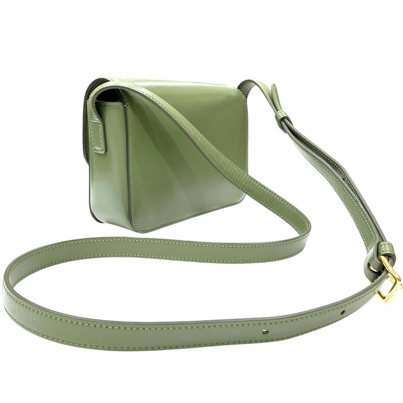 CELINE Triomphe Shoulder Bag in Khaki Shiny Calfskin