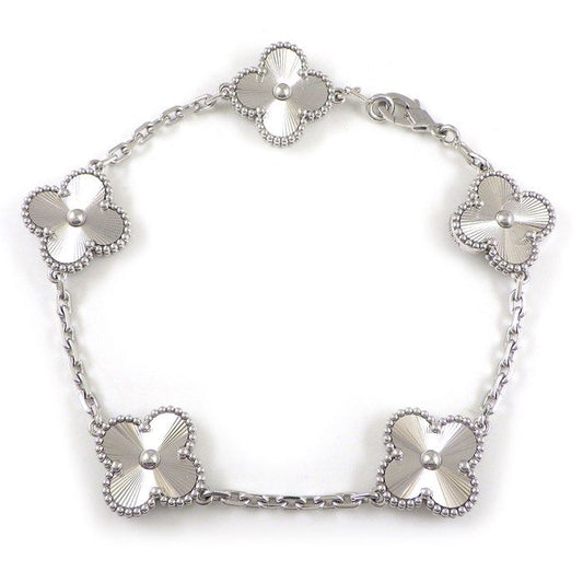 Van Cleef & Arpels Vintage Alhambra 5 Motif Bracelet in K18 White Gold