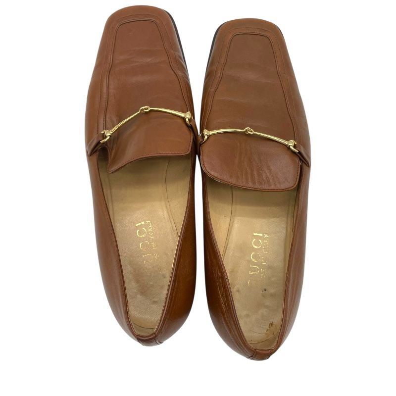 GUCCI Brown Leather Square Toe Loafers for Women - Timeless Elegance