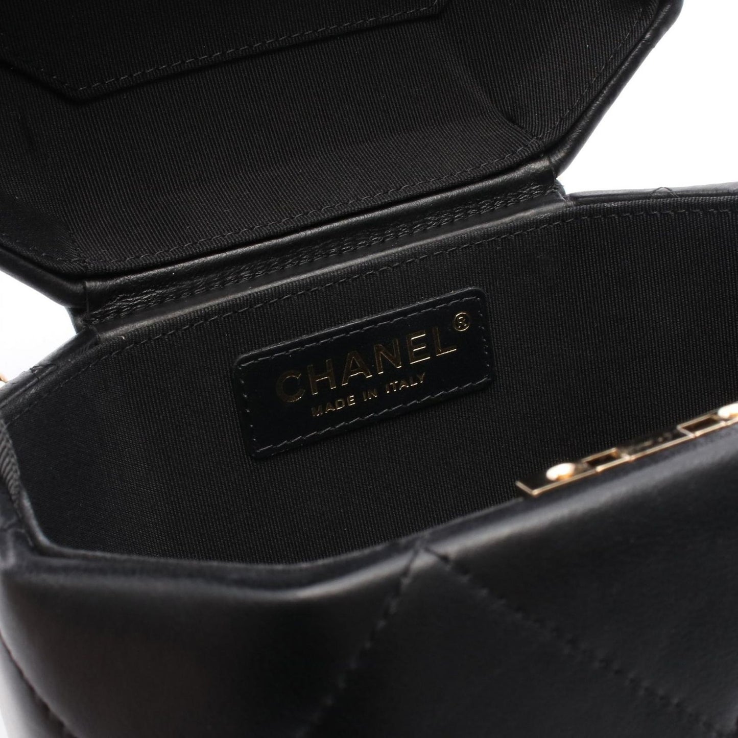 CHANEL Matelassé Small Vanity Shoulder Bag - Black Leather