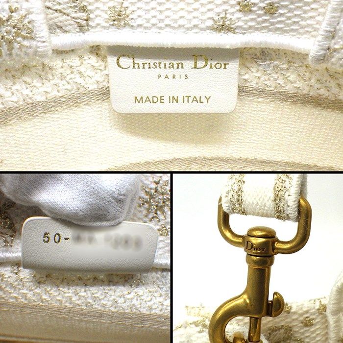 Dior Mini Book Tote Bag - Gold & White Butterfly Zodiac Embroidery