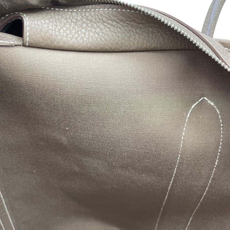 HERMES Garden Zip MM Beige Canvas Handbag with Silver Hardware