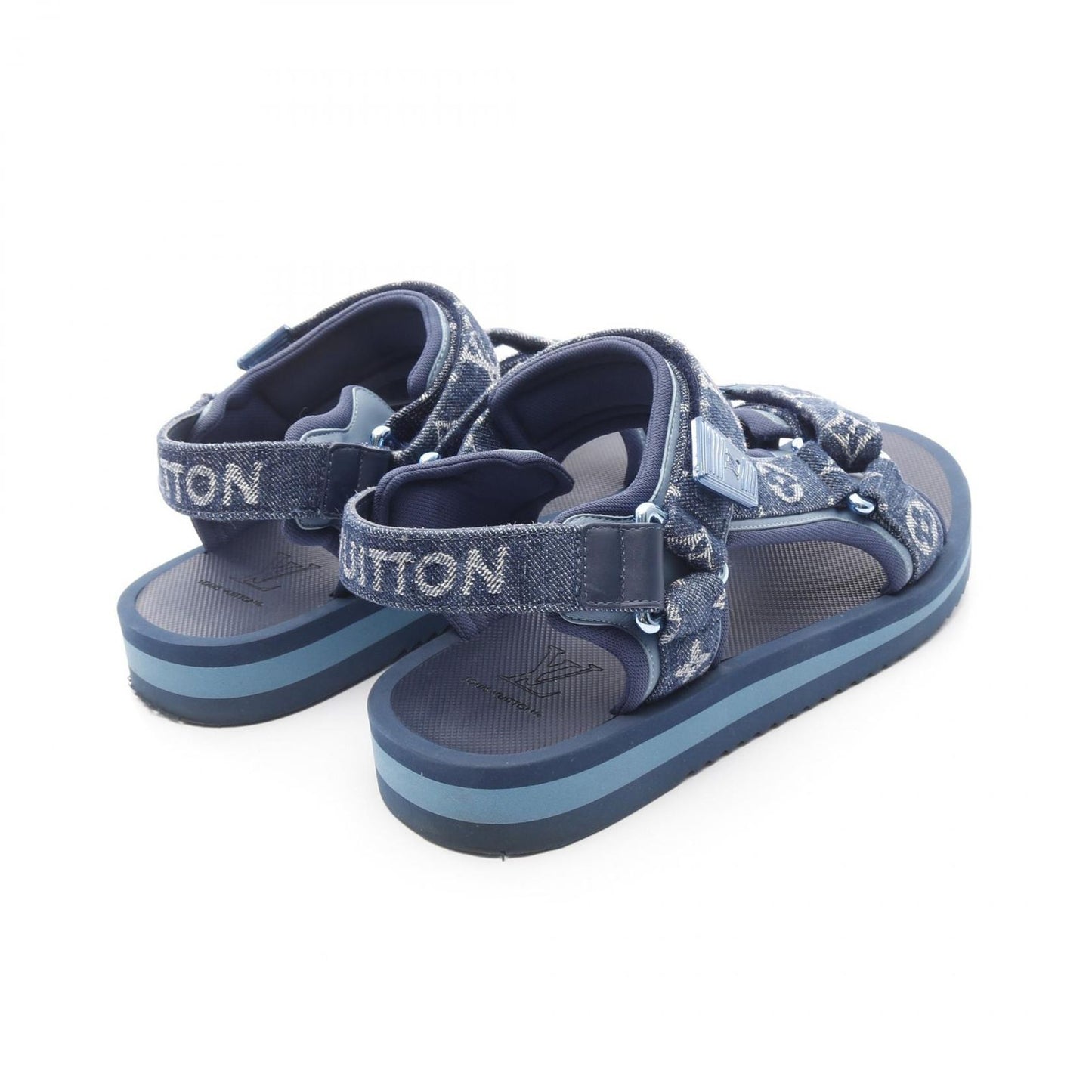 Louis Vuitton Panama Line Monogram Denim Sandals - Navy Blue