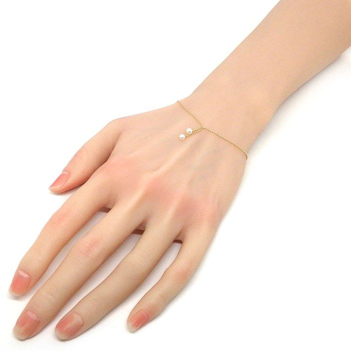 Elegant K10YG Pearl Bracelet with Ball Chain - Timeless Luxury