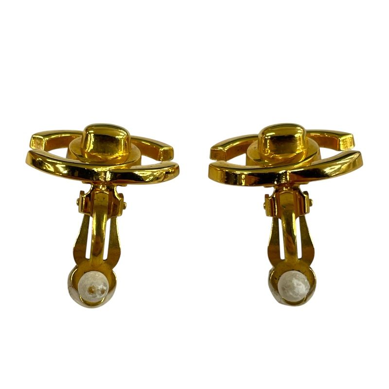 CHANEL Coco Mark Turn Lock Earrings in Gold Metal - Exquisite Elegance