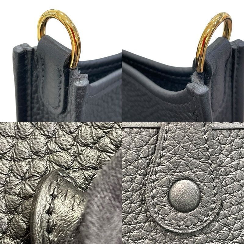 HERMES Evelyne TPM Black Togo Leather Shoulder Bag with Gold Hardware