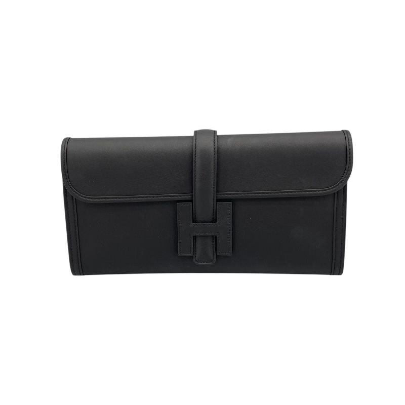 HERMES Jige Elan 29 Clutch Bag in Black Swift Leather