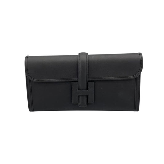 HERMES Jige Elan 29 Clutch Bag in Black Swift Leather