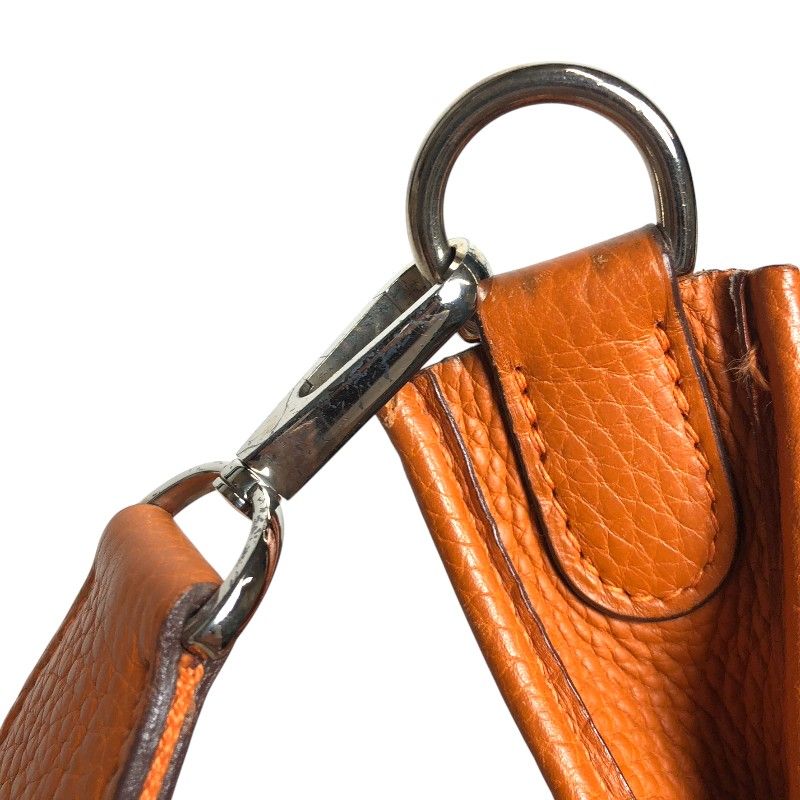 HERMES Evelyne 1PM Orange Togo Leather Shoulder Bag with Silver Hardware