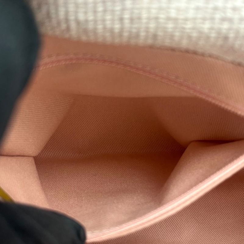 CHANEL Deauville Messenger Bag A93183 Pink & White with Silver Hardware