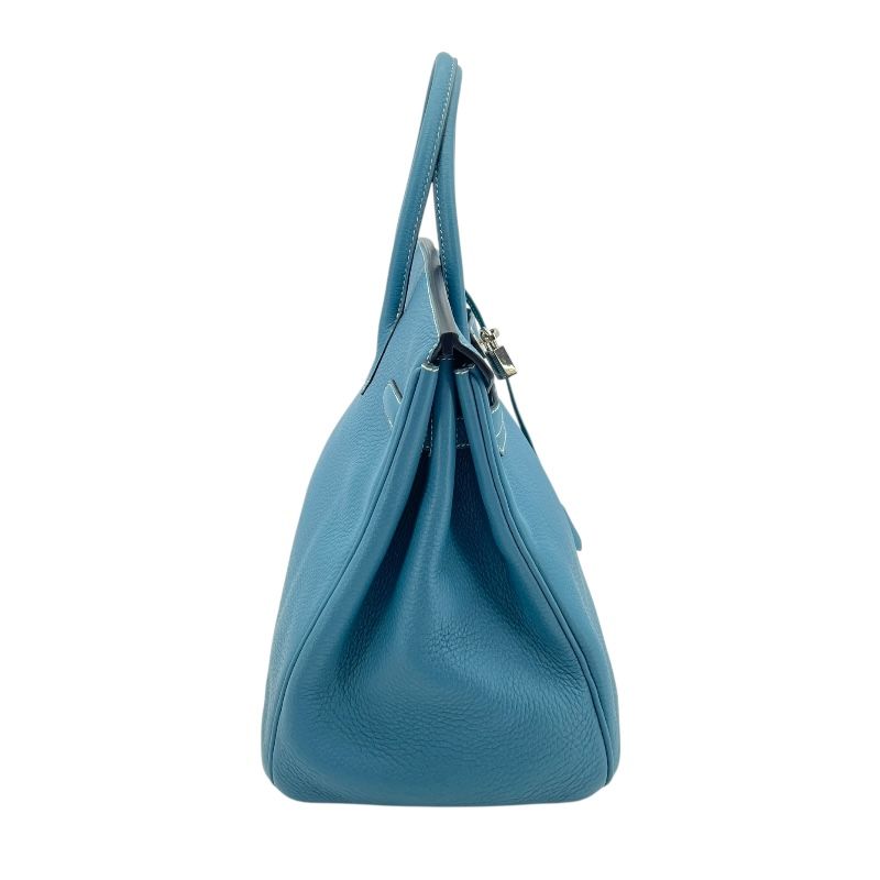 HERMES Birkin 35 Blue Jean Togo Handbag with Silver Hardware