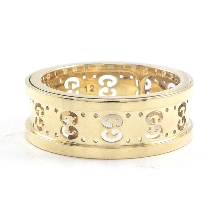 GUCCI Icon Twirl Scroll GG Logo K18YG Ring - Size 11