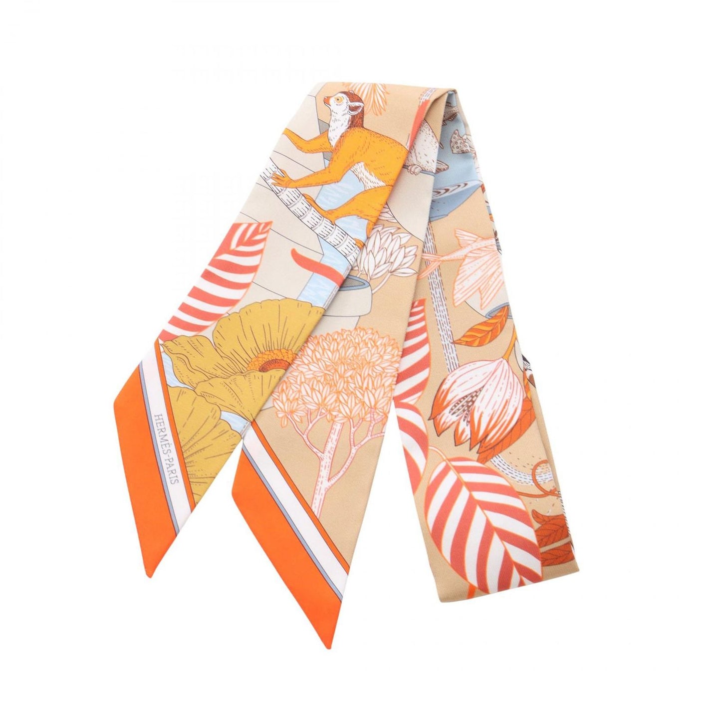 HERMES Precious Paradise Twilly Scarf - Exquisite Silk Accessory