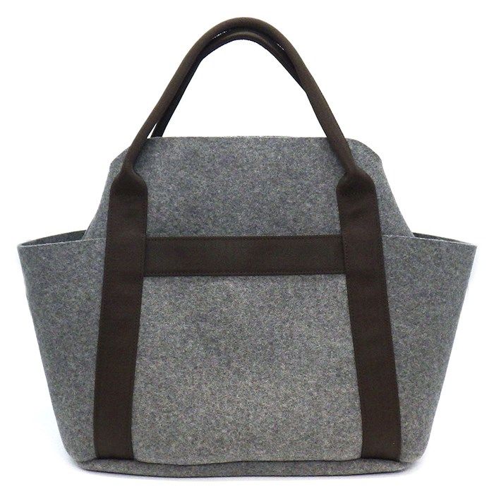 HERMES Sac de Pansage Gloom2 Tote Bag - Exquisite Gray Wool & Leather