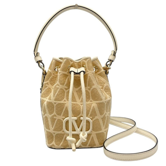 Valentino Mini Bucket Bag in Beige Canvas - Exquisite Craftsmanship