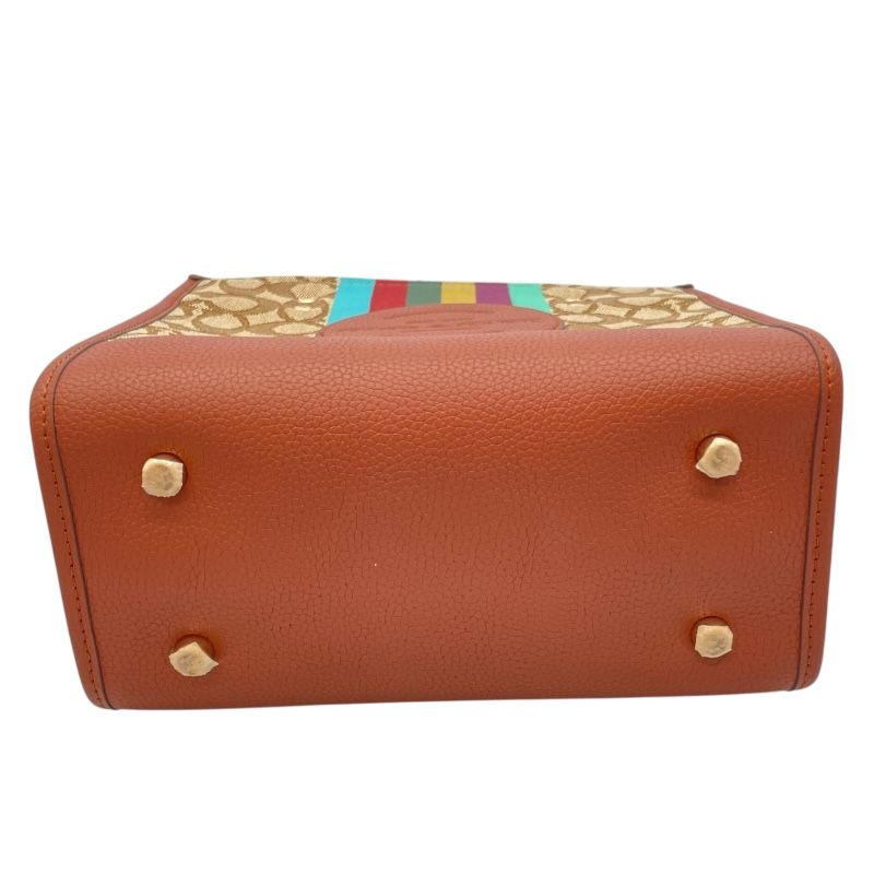 COACH Signature 2WAY Beige Canvas & Leather Shoulder Bag