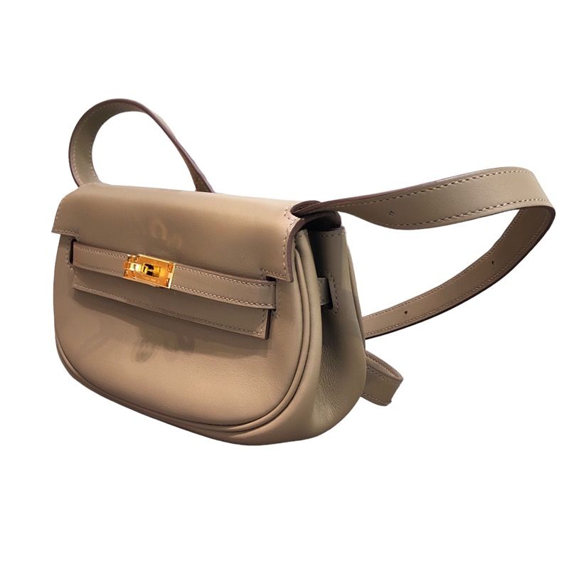 HERMES Kelly Move B Stamp Etoupe Swift Leather Shoulder Bag