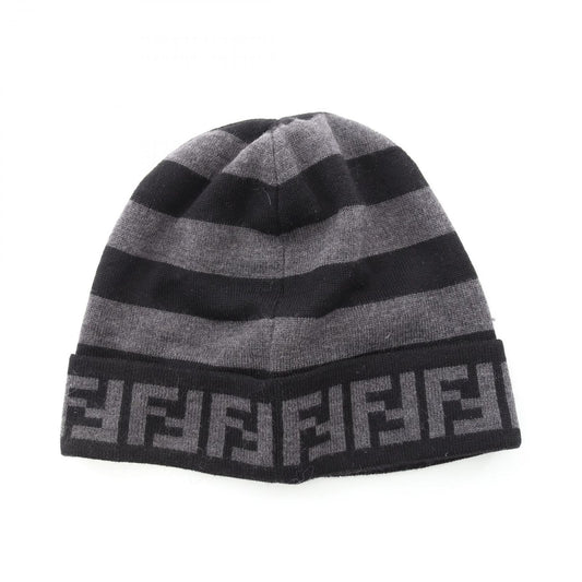 FENDI FF Logo Wool Knit Cap in Grey - Unisex Luxury Accessory