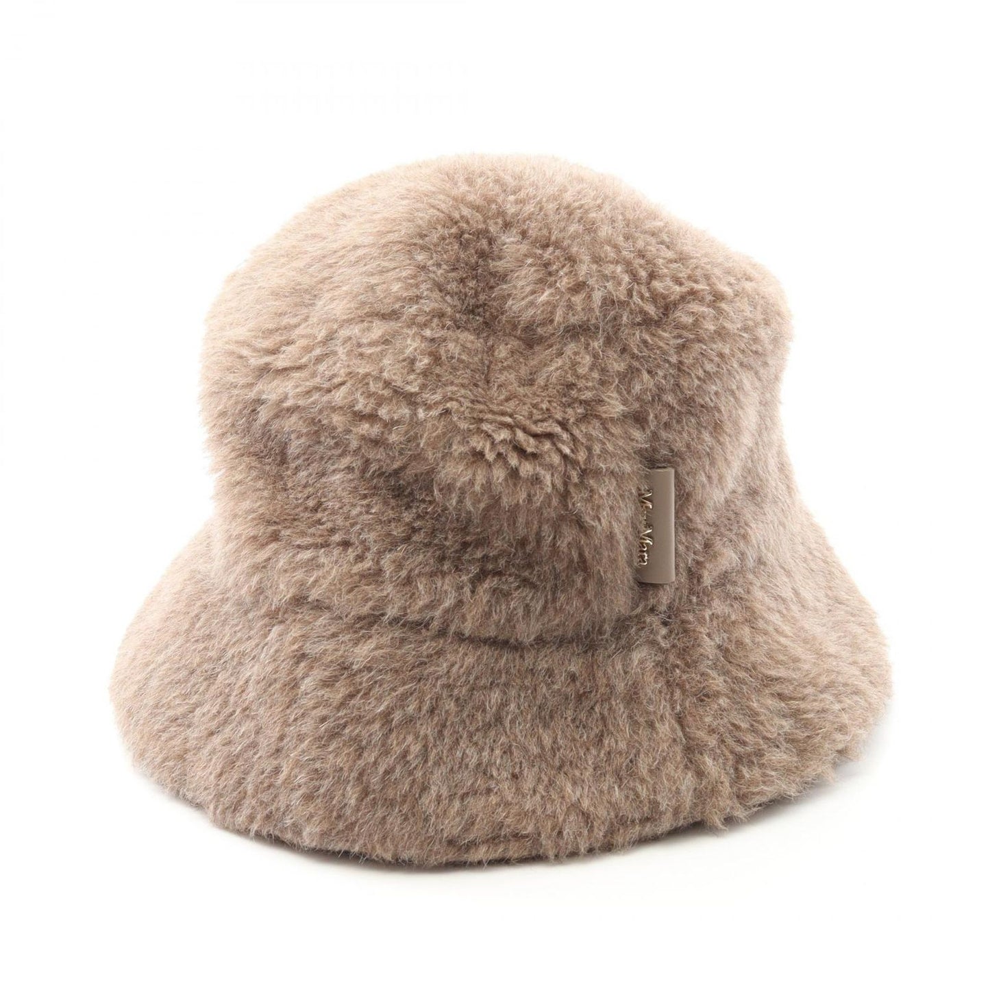 MAX MARA FIGURA1 Teddy Bear Silk Hat in Gray-Brown