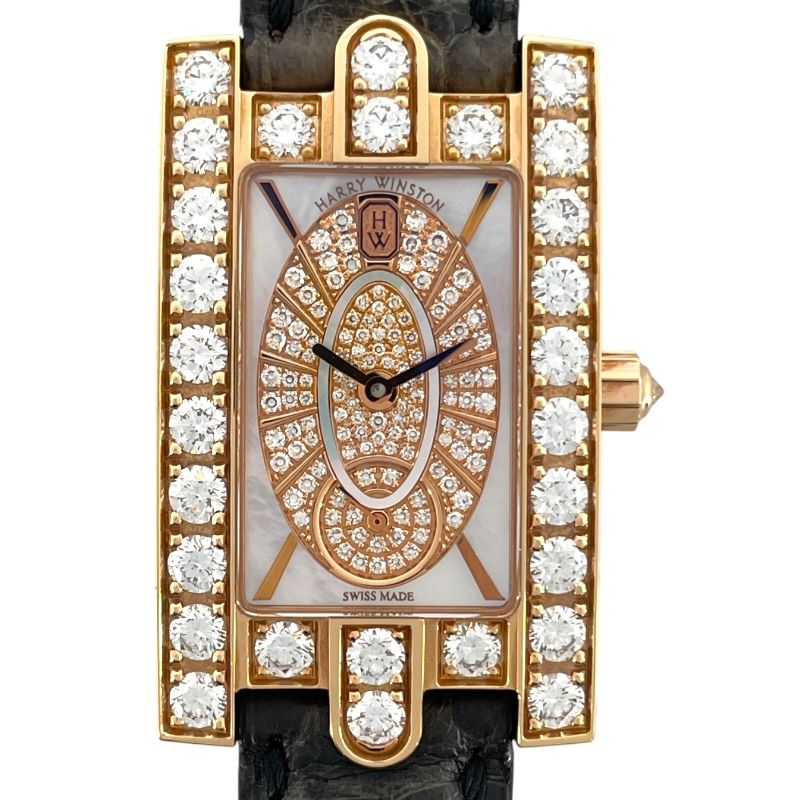 HARRY WINSTON Avenue White Shell K18PG Quartz Ladies Watch