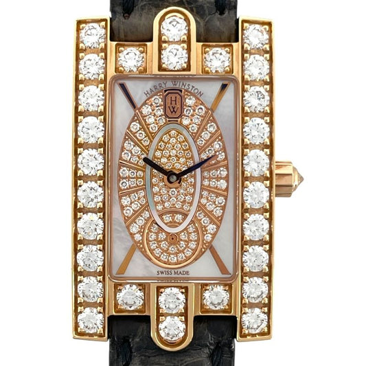 HARRY WINSTON Avenue White Shell K18PG Quartz Ladies Watch